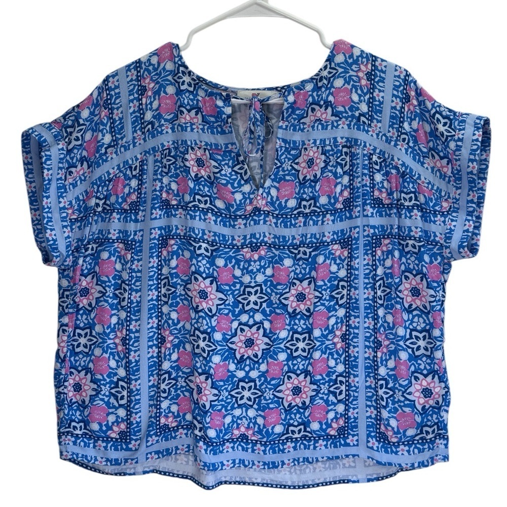 Vineyard Vines Bloom Floral Blue and Pink Women's Top. Size S